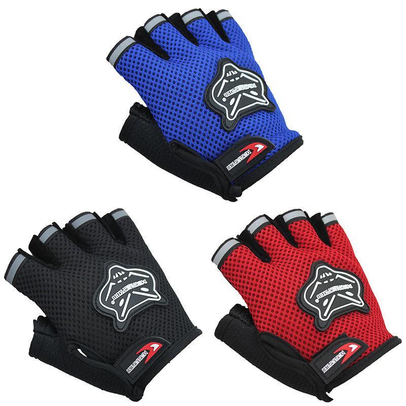 Guantes de Ciclismo de Malla Transpirable de Verano con Medio Dedo y Diseño de Cabeza de Zorro para Hombres y Mujeres