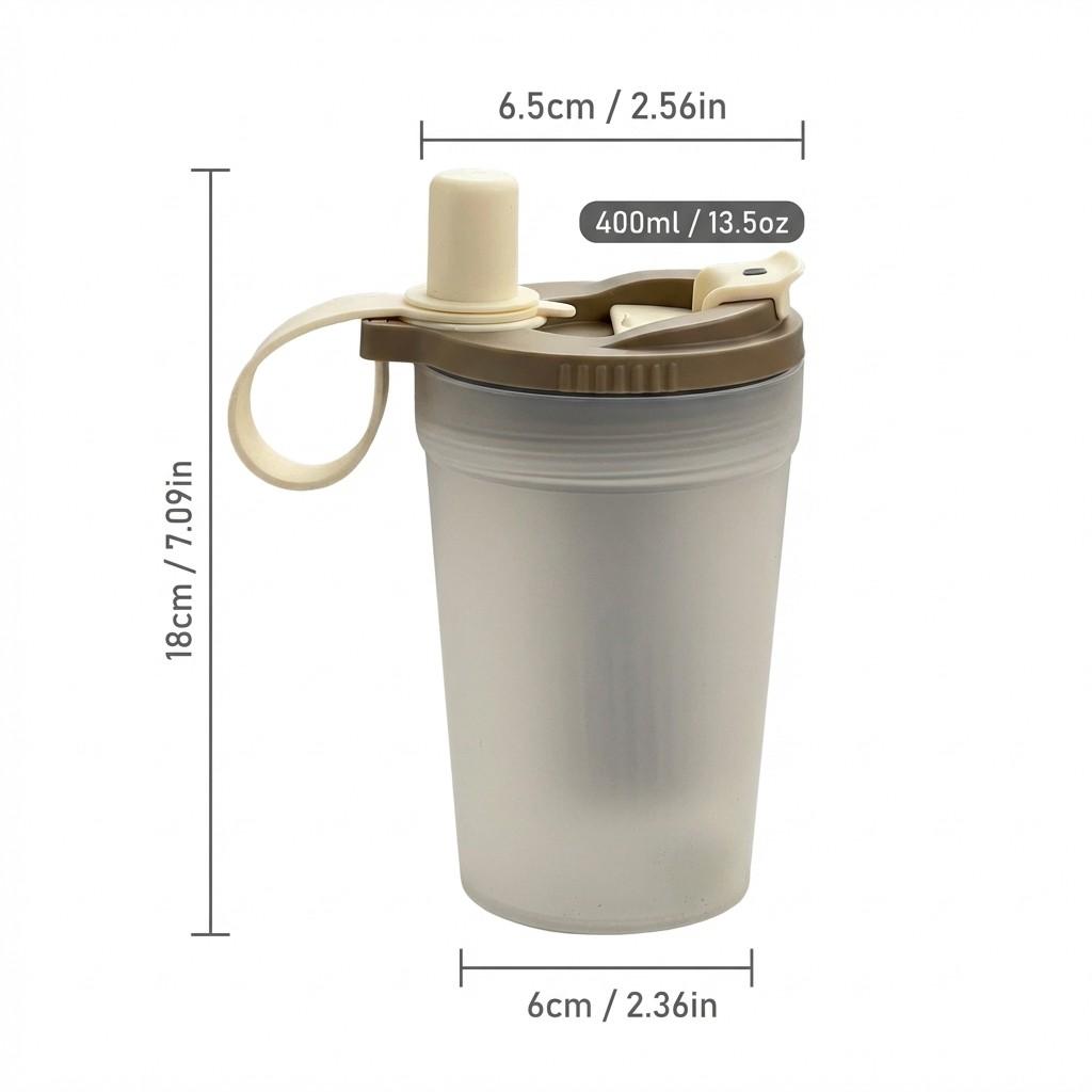 

400ML Portable Tumbler Water Cup With Strainer&Straw Heat-resistant Leak-proof Transparent Plastic Drinking Bottle For Students коричневый