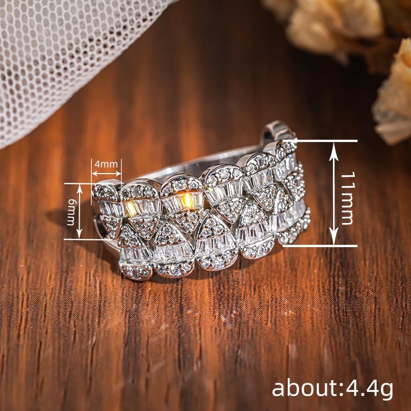 Metal Water Drop Arrangement Combination Ring, Light Luxury Exquisite Geometric Jewelry Ring