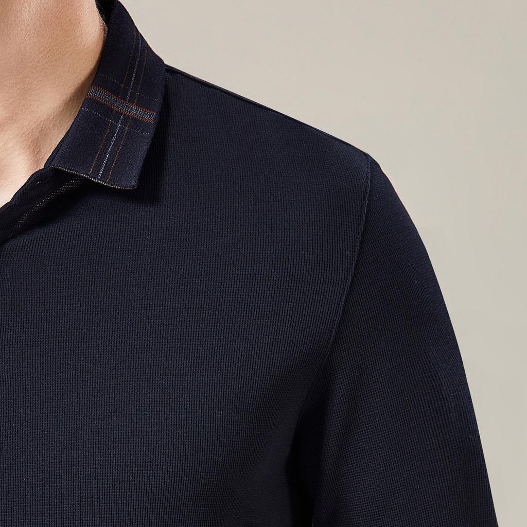 Long Sleeved Polo Shirt with Mulberry Silk, Men's Spring Season Business Casual Breathable Top, Base T-shirt