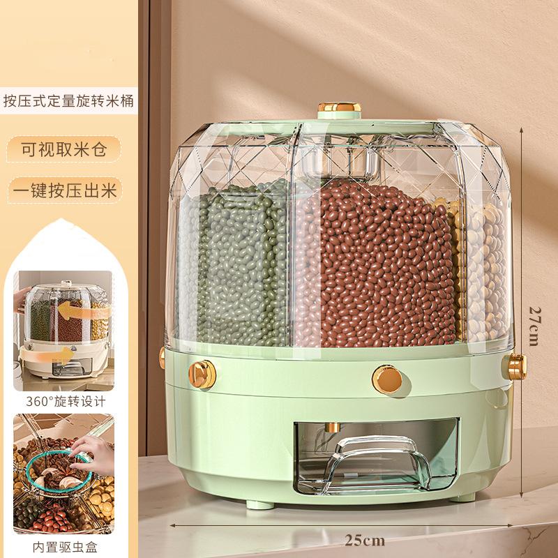 

Кухонный ящик для хранения, вращающийся на 360 градусов, диспенсер для риса, герметичный диспенсер для сухих хлопьев, влагостойкий пищевой контейнер
