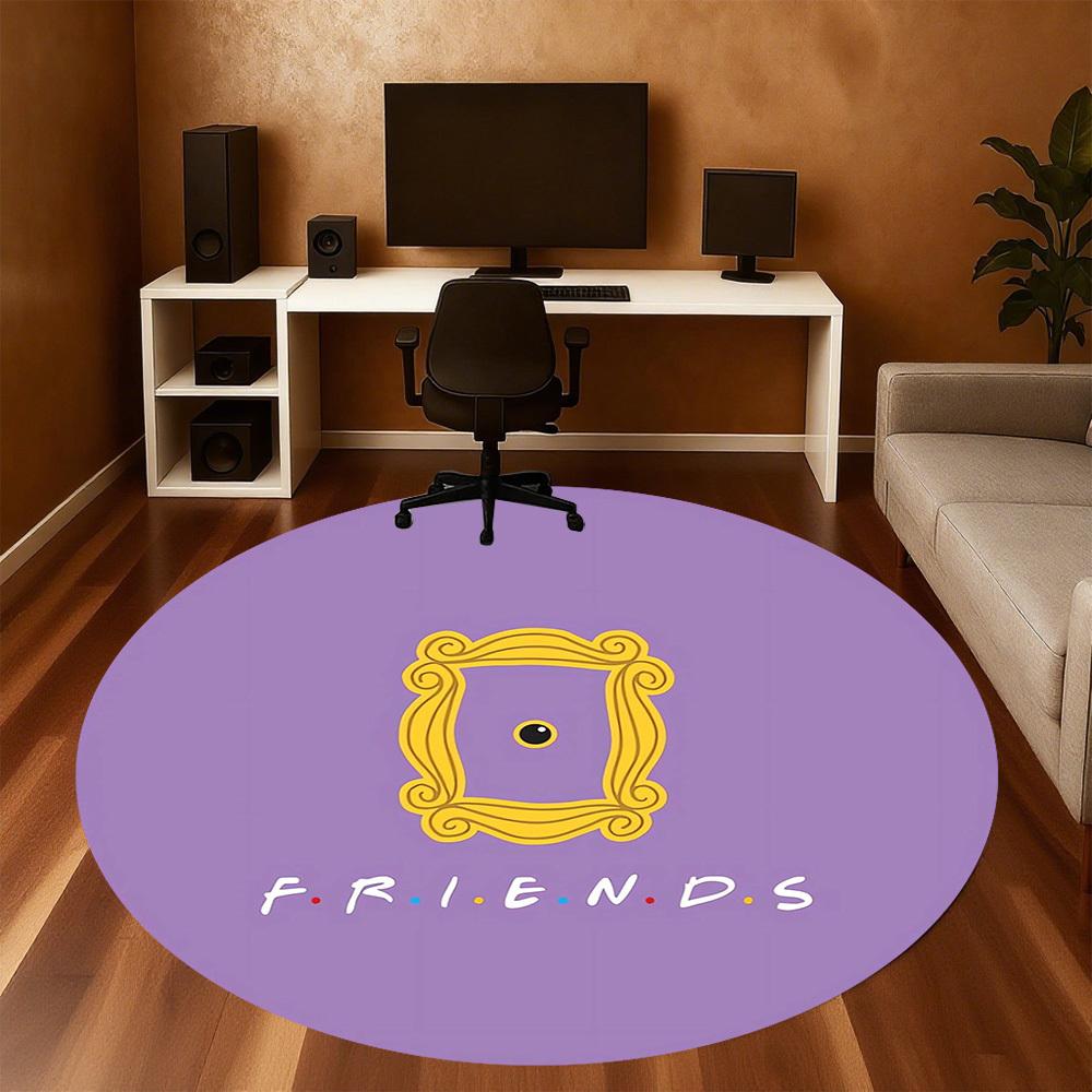 1pc Friends Frame Round Chair Mat Area Rug - Non-Slip, Floor Mat for Office, Bedroom, Home Decor Christmas Gift P0811219