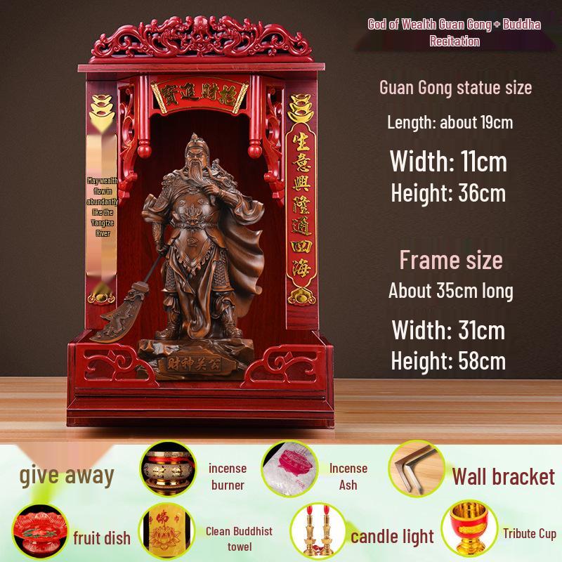 Guan Gong God of Wealth Statue - Attracts Prosperity, Worship Niche Decor.