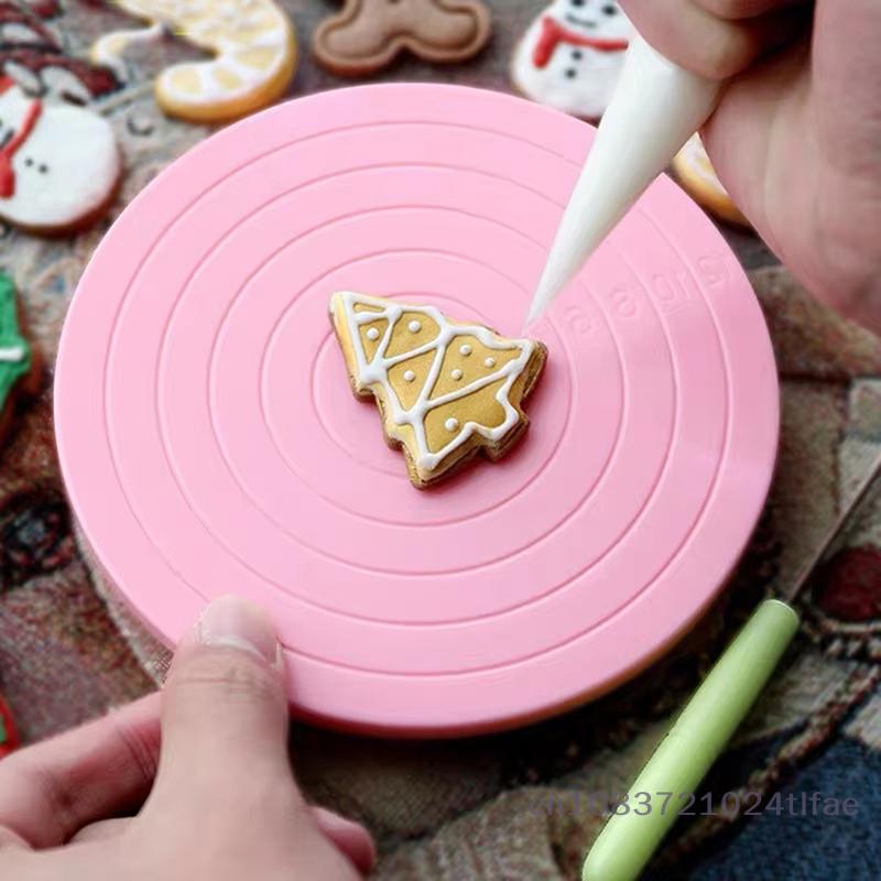 Rotating Cake Plate 1PC Kitchen, Round Stand, Anti-skid Baking Pan Tool, Plastic Turntable Cake Decorating Rotary