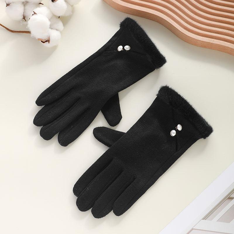 Autumn and Winter Gloves for Women German Velvet Thin Elastic Outdoor Cycling and Driving Touch Screen Winter Imitation Wool Warm Gloves