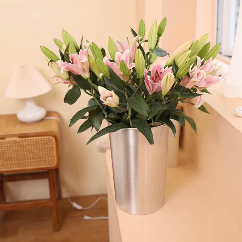 Decorative Large Aluminum Flower Bucket (Set of 2)