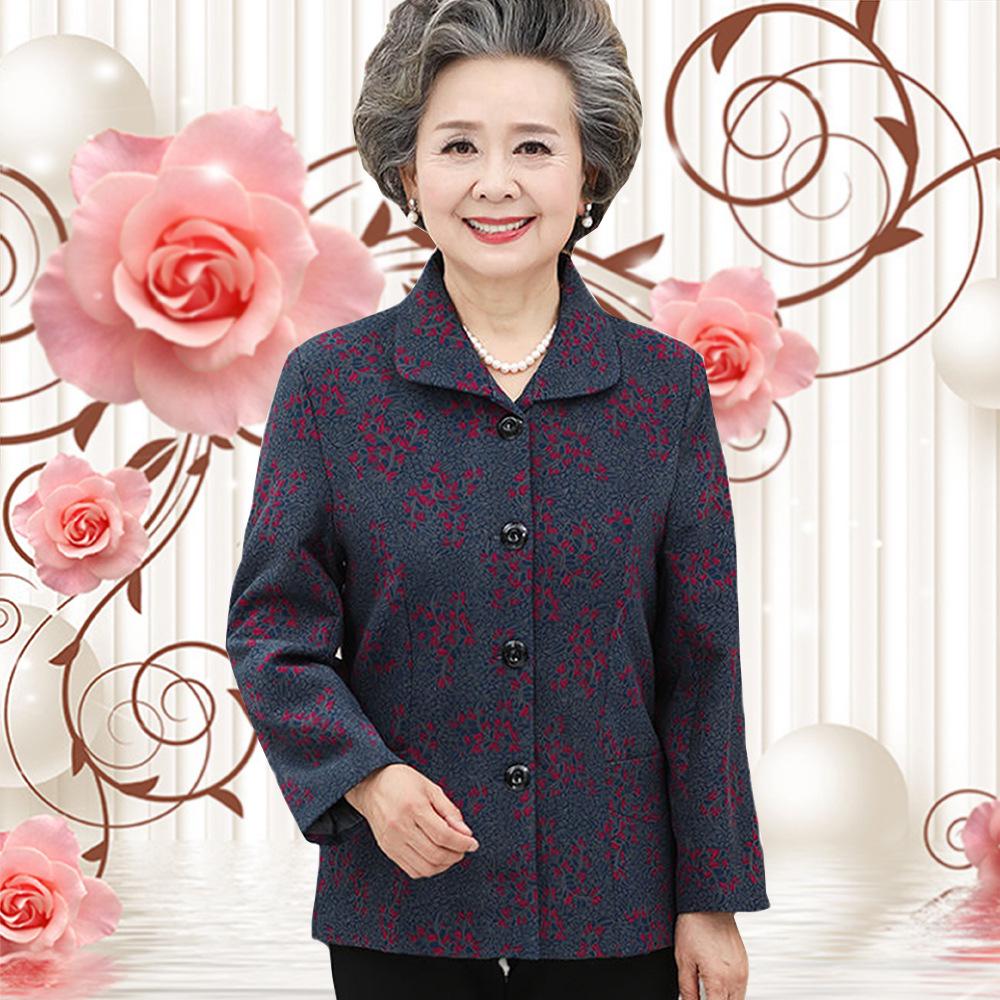 Spring & Autumn Lightweight Jacket for Mature Women - Stylish Lapel Top, Grandma's Fashionable Two-Way Shirt