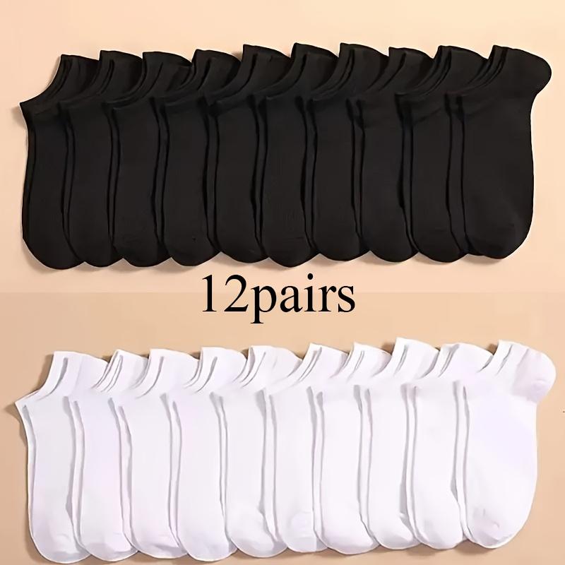 High Quality12 Pairs Unisex Solid Color Low-Cut Boat Socks - Summer No-Show Ankle Socks for Men & Women, Colors (,,) - Bulk Pack for Sneakers,, Boat