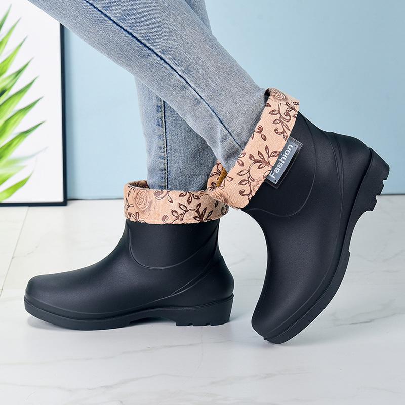 Dámské protiskluzové vodotěsné krátké holínky - Odolné gumové návleky pro zimní a kuchyňské použití