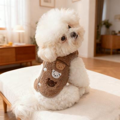 Yousheng Cartoon Bear Dog Cardigan Warm Pets Autumn Winter Coat Puppy Vest Cute Poodle Outfit with D-ring for Small Medium Dogs Cat Girl Boy