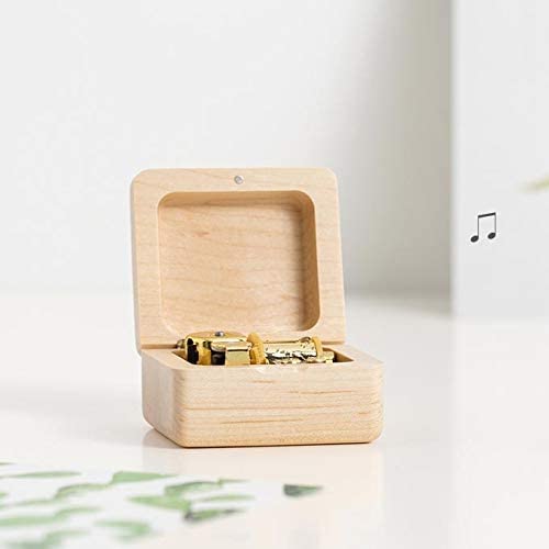 Mini Wooden Music Box, 18 Note Wind Up Music Box with Gold-Plated Movement (Maple, Howl's Moving Castle)
