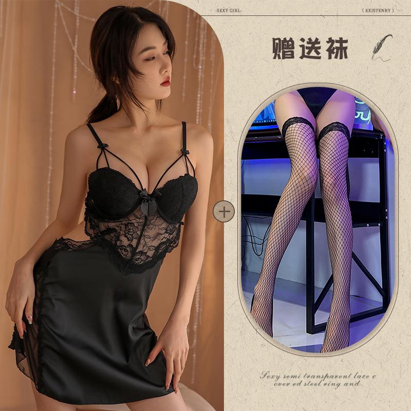 Night Listening Incense Lingerie Sexy Lace Sectional Pajamas Uniform Temptation Perspective Passion Pure Desire Nightdress Loungewear