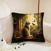 Charming Cat Themed  Cushion Cover Pillow Case Plush Fabric Soft Double Sided Print Sofa Cushion Cover Throw Pillow Covers