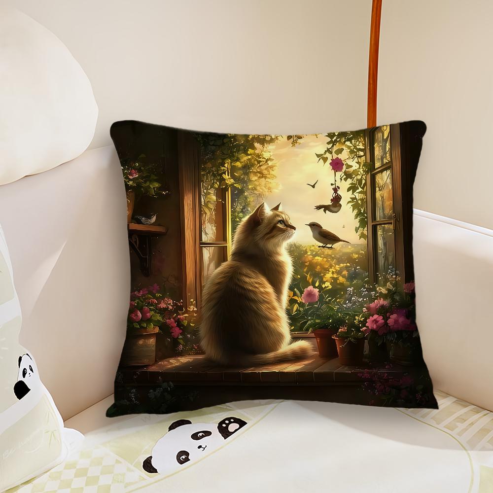 Charming Cat themed cushion cover Pillow Case Plush Fabric Soft Double Sided Print Sofa Cushion Cover Throw Pillow Covers 30x30cm