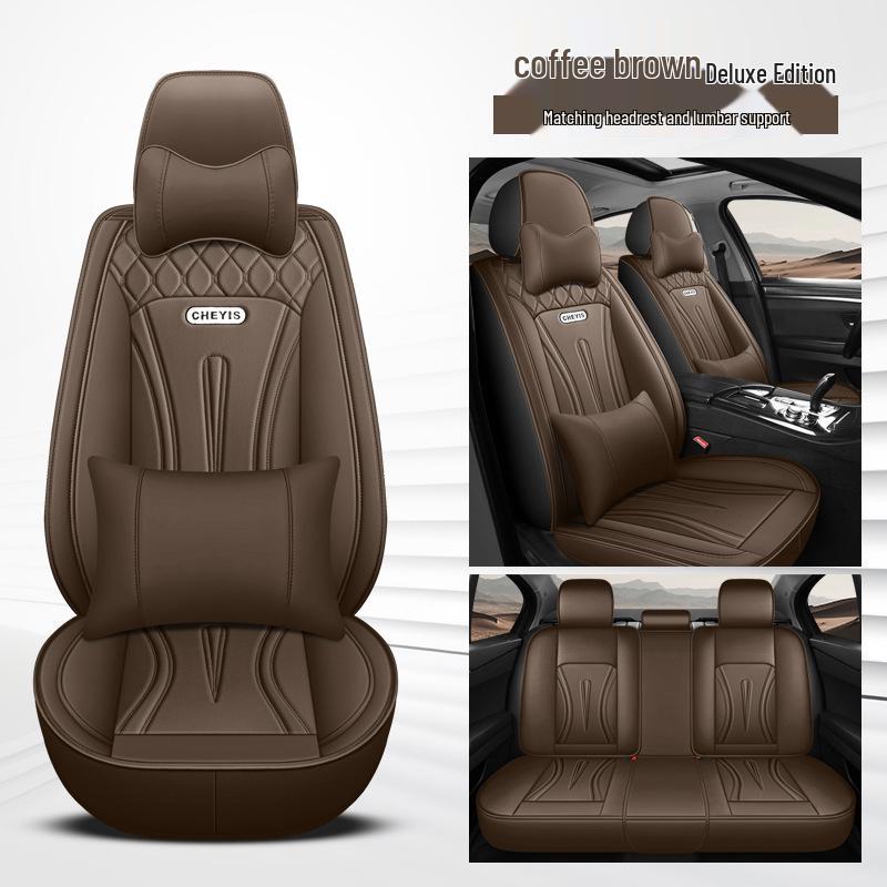 Leather Car Seat Cushion Cover - Full Coverage, All-Season Style