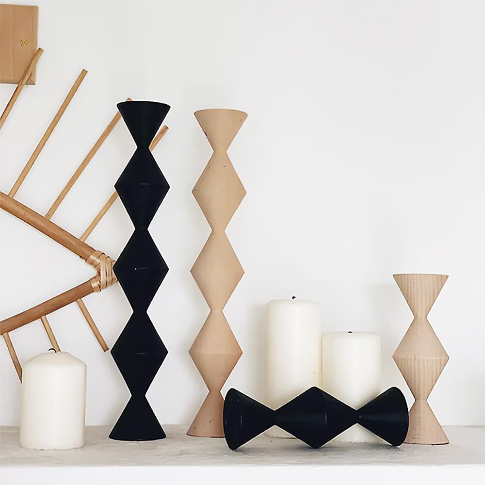 Stylish and Modern Nordic-inspired Wooden Candle Holder/stand, Perfect for Displaying Your Home or Office. (c-za0588 Bk_l)