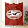 Ein PSV-Logo mit einem gestreiften Oval, zwei Sternen und einem Dreiecksflaggen-Design. Decke für alle Jahreszeiten Mittagspause Überwurf Geschenk