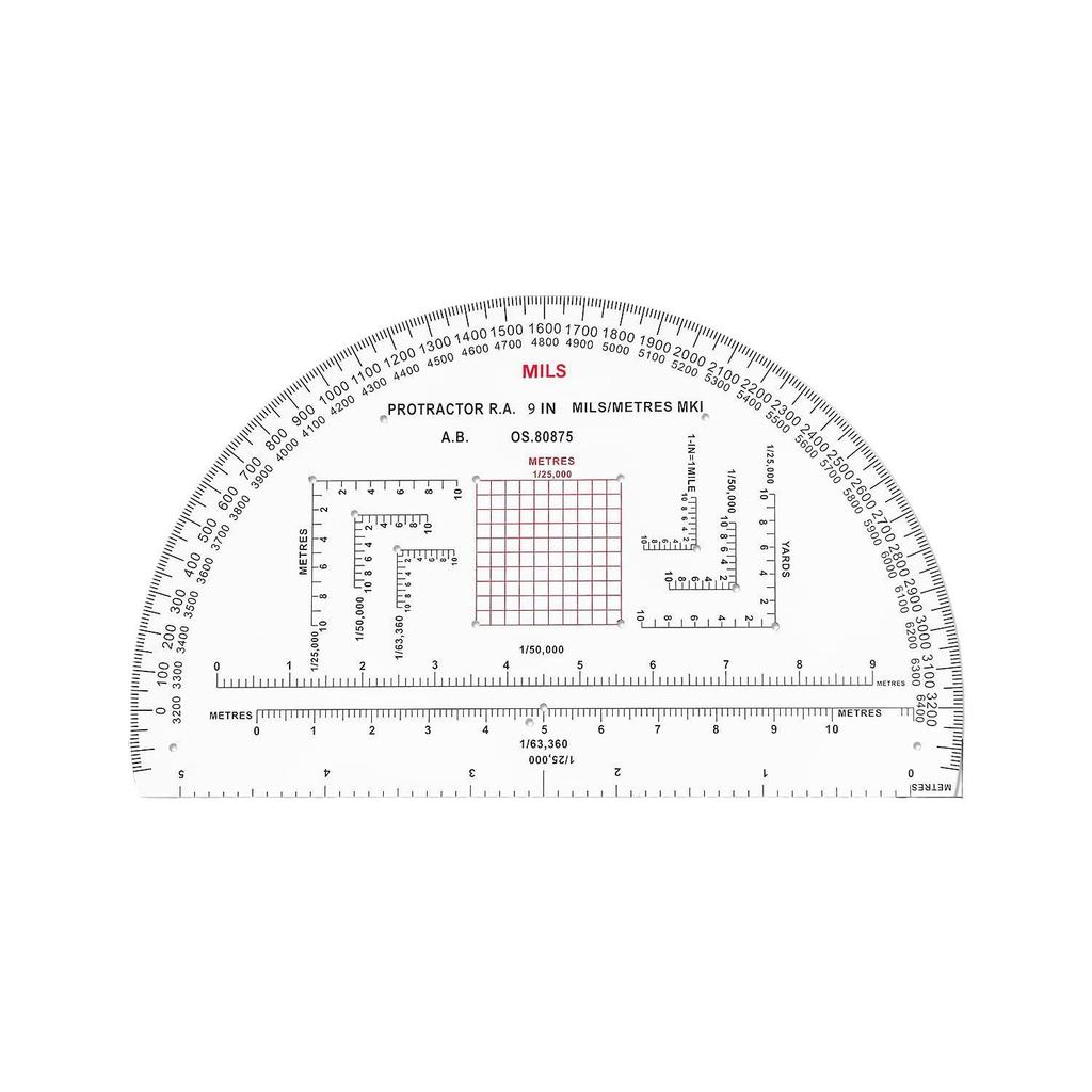 Military Protractor: 6" & 9" Built-in Scale, MP-1 Mapping Ruler for Tactical Training