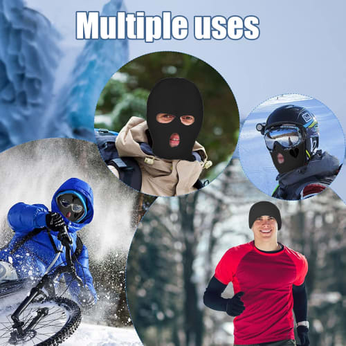 Kingsie Stretch 3-Hole Full Face Mask, Lightweight, Windproof and Sun Protection, Balaclava Helmet Inner, for Cycling, Motorcycles, and Airsoft (3-Hol