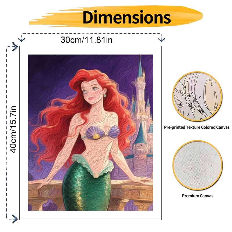 disney ariel the little mermaid digital oil painting hand painting kit diy home decoration. 83 characters.