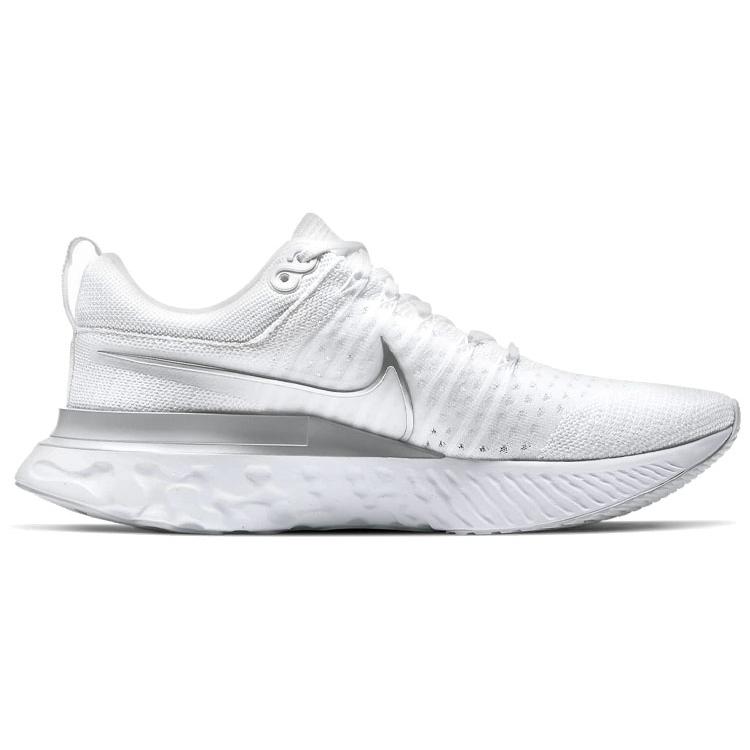 Nike React Infinity Run Flyknit 2 Blanco Plata Metálico Mujer CT2423-102