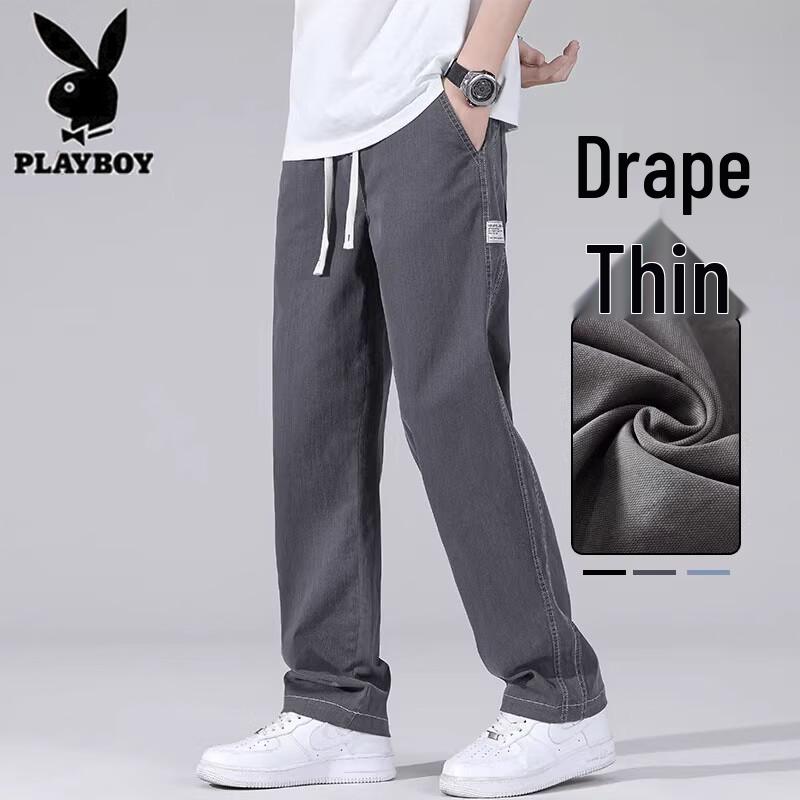 Playboy Men s Summer Lightweight Tencel Drape Loose Straight-Leg Jeans 3XL