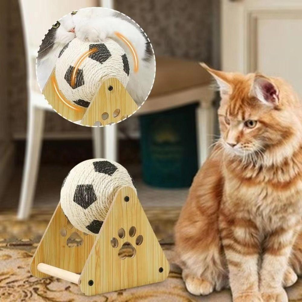 Wear-resistant Pet Scratcher Toy Wood Base Cat Grinding Paw Board Cat Scratching Ball  Cat Supplies