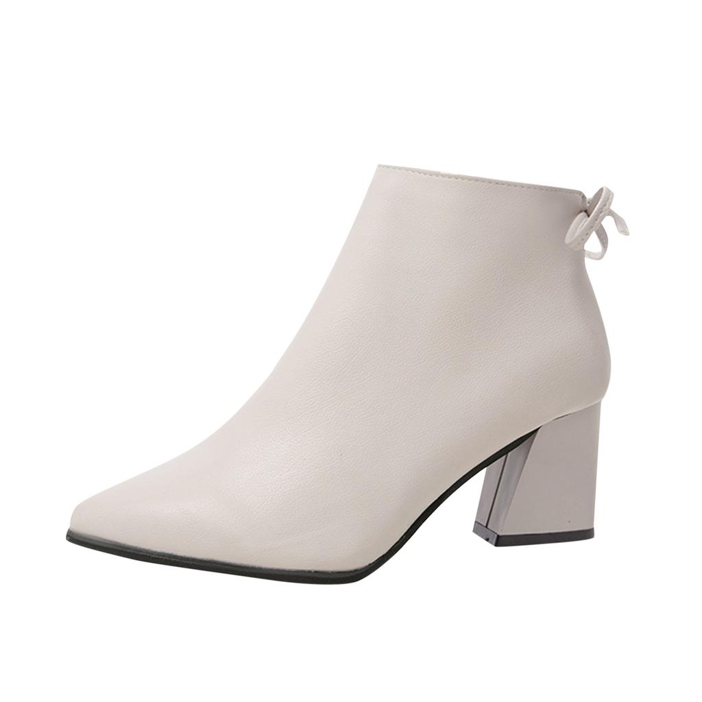 Boots Retro Shoes Zipper Breathable Fashion Women's Heels High Short Chunky Women's Boots Women Booties And Boots Size 6