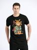 Summer New Men Japanese Samurai Cat Graphic T Shirt Fashion Casual Personality Cool T-shirt Print Cotton Tees Tops