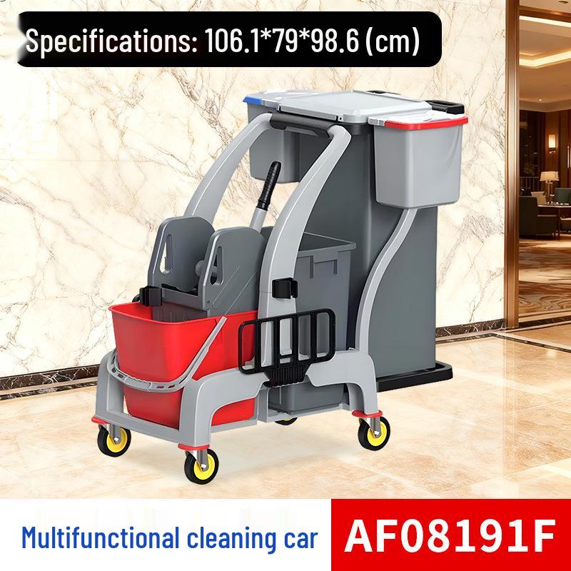Baiyun AF08191 Multifunction Cleaning Cart with Mop & Wringer Bucket, Storage, and Hotel Service Features