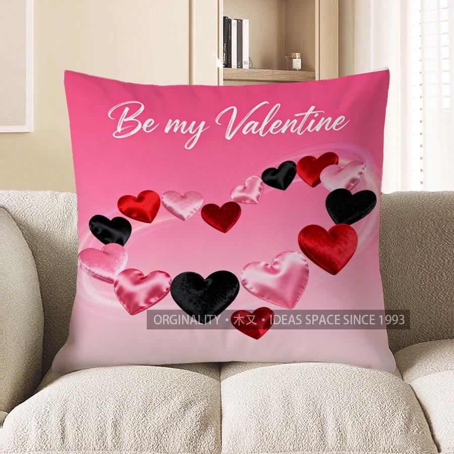2D Happy Valentine Pillow For Romantic Decor Pattern Cushion Cover Suitable For Sofa Bedroom Car Pillow Cover