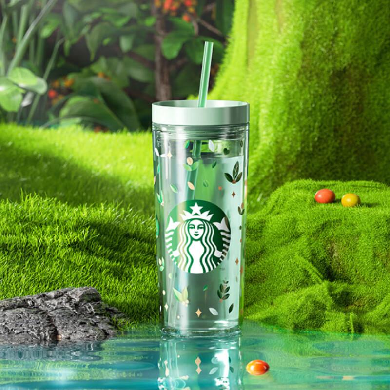 Bicchiere Trasparente Starbucks Green Wilderness con Cannuccia
