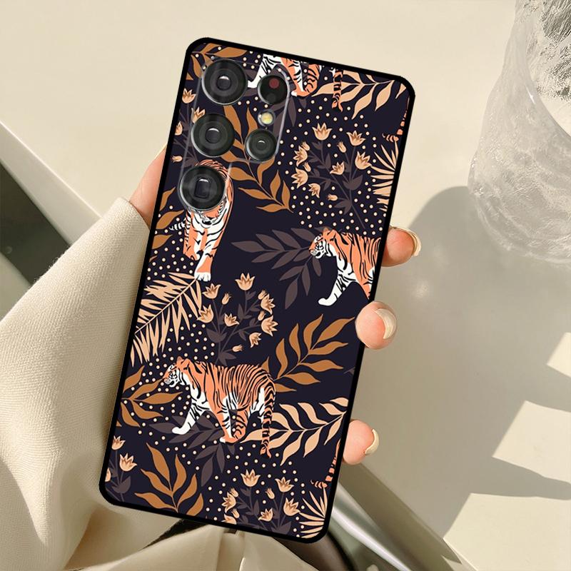 Tigers Leopards Tropical Leaves For Samsung Galaxy S21 S22 Ultra Note 20 S8 S9 S10 Plus Note 10 Plus S20 FE Phone Cover