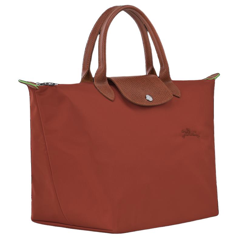 Longchamp Le Pliage Green Logo Embossed Snap Zipper Closure Nylon Tote Bag Medium Women Tote Bag Ceramic-Red L1623919404