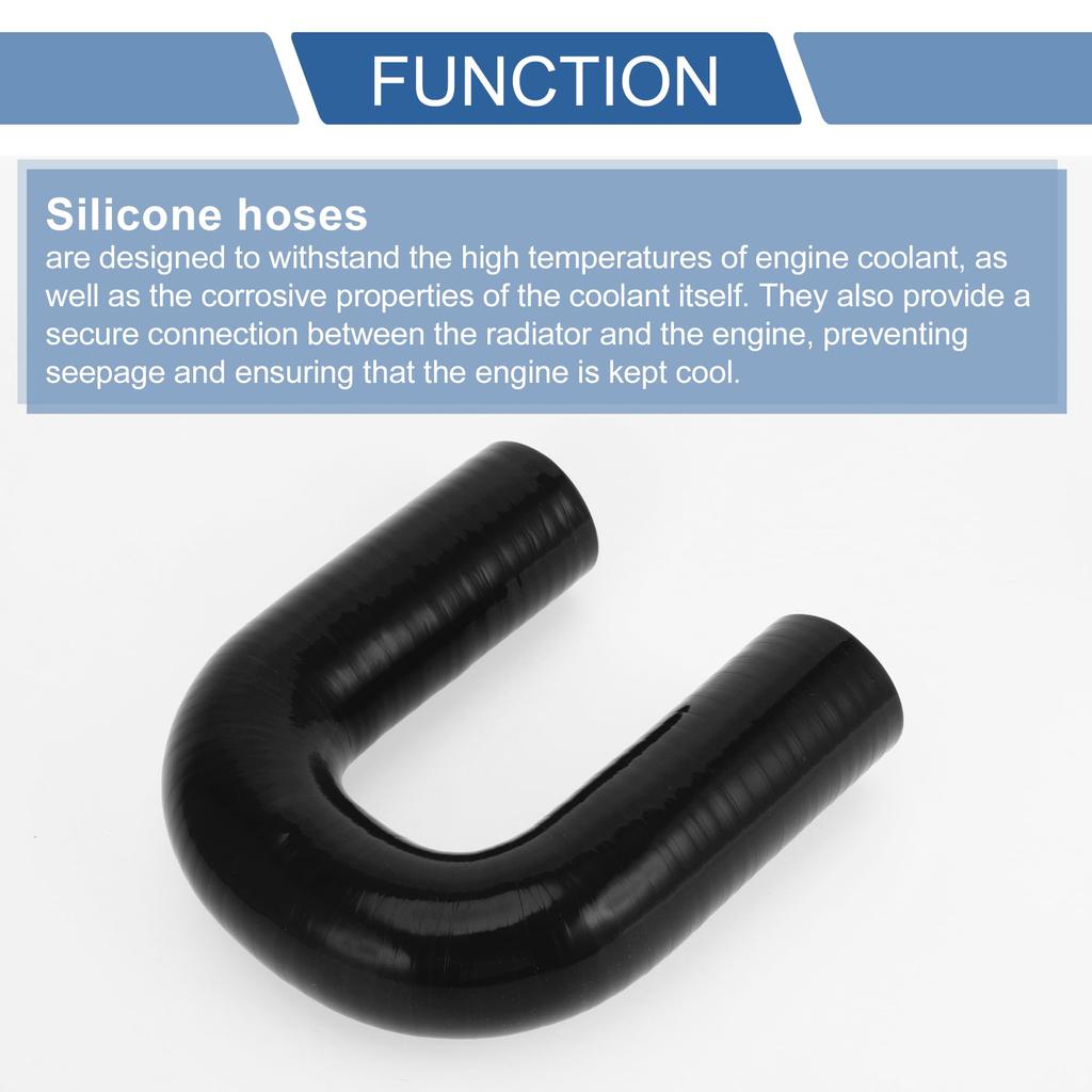 X AUTOHAUX 1pcs Inner Diameter 40mm/157" Length 150mm/591" 180° Black Car Silicone Hose Silicone