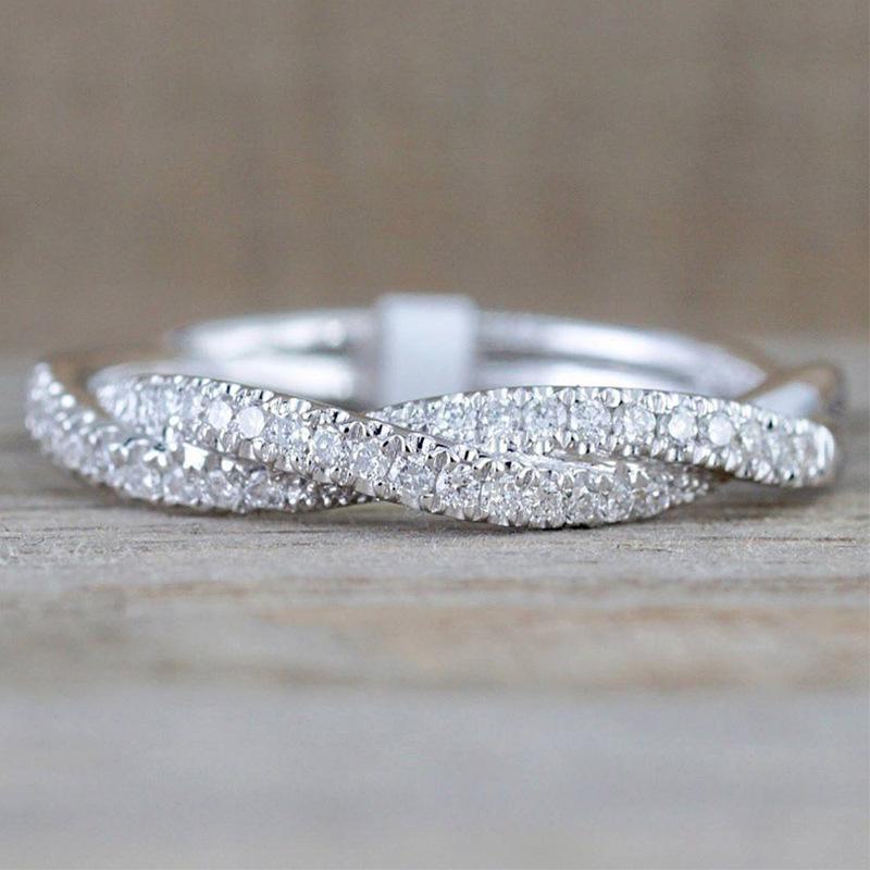 

Cao Shi Wish Fashion Twisted Rope Ring – женское медное кольцо на мизинец с белым золотом и цирконием number 7