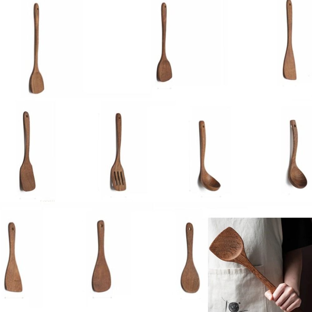 

with Long-handle Wooden Spatula Set Non-stick Wok Shovels Eco-friendly Fry