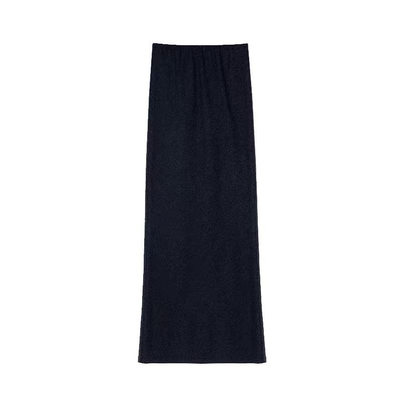Ultra-Comfortable Knit Wool Blend High-Waist Fishtail Maxi Skirt with Back Slit