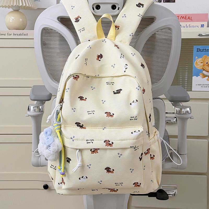 Schoolbag cute puppy schoolbag girls junior high school backpack high value ins style niche backpack casual versatile