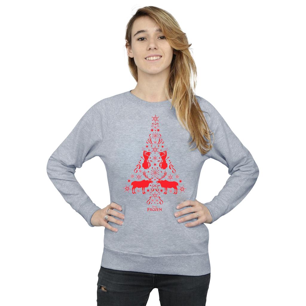 Disney Womens/Ladies Frozen Christmas Tree Sweatshirt