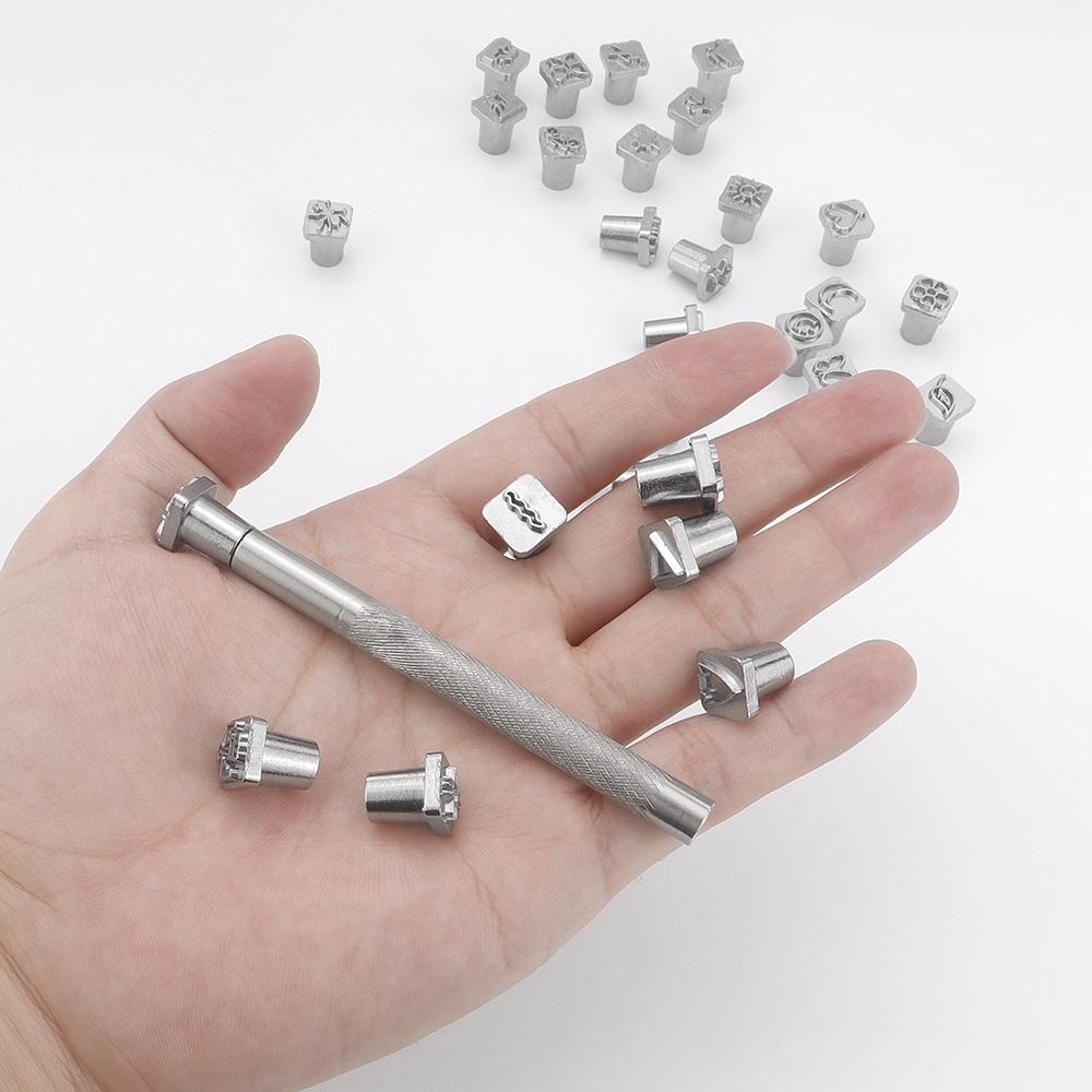 1 Set DIY Leder Skulptur Stempelwerkzeug, Manuelles Leder Schnitzerei Druckwerkzeug, Verschiedene Ausgefallene Form Gravur & Stempelwerkzeug Set