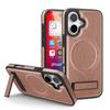 KEYSION Luxuxy PU Leather Magnetic Case for MagSafe for iPhone 16 Plus 15 Kickstand Shockproof Phone Cover for iPhone 15 16 Plus