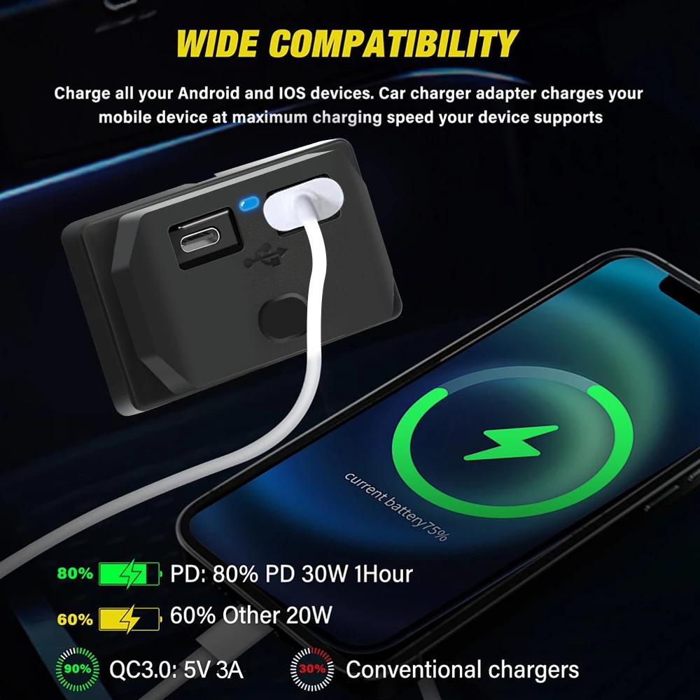 Waterproof DIY RV Car USB PD Charger Socket 2 Port Power Outlet Panel Mount DC5V/3.1A 12V 24V for Car RV Bus Truck