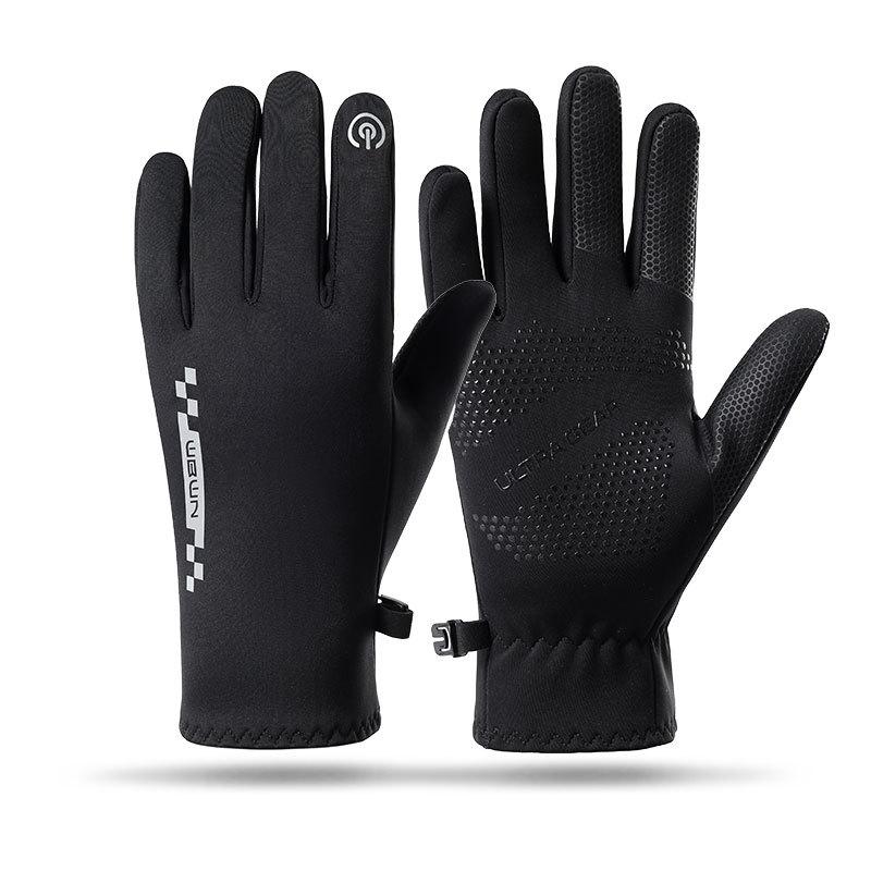 Warm gloves Women's autumn and winter outdoor riding fleece thickened sports windproof running elastic touch screen split-finger gloves