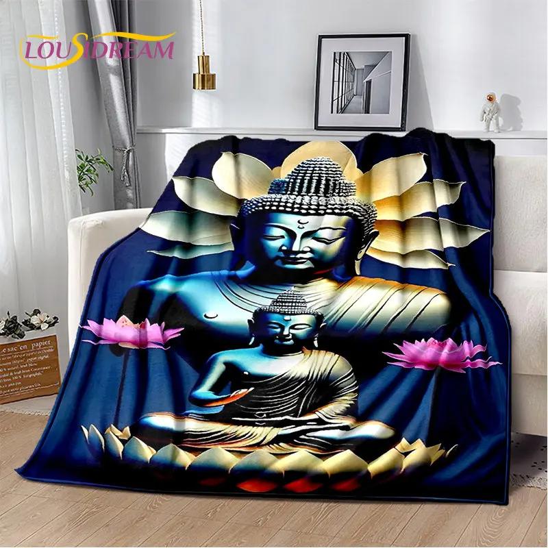 Manta de felpa suave de Buda Sakyamuni budismo fe religión, manta de franela para sala de estar, dormitorio, cama, sofá, oración