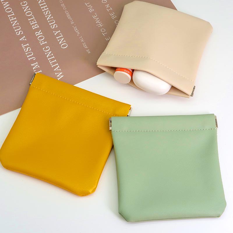 Personalized Leather Storage Bag with Automatic Closure - Compact Pouch for Lipstick, Earphones, and Keys