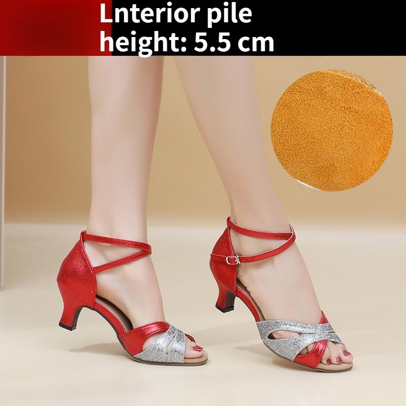 

Women s Imitation Sheepskin Ballroom Dance Shoes - Mid-Heel Soft-Sole Dance Sandals 41