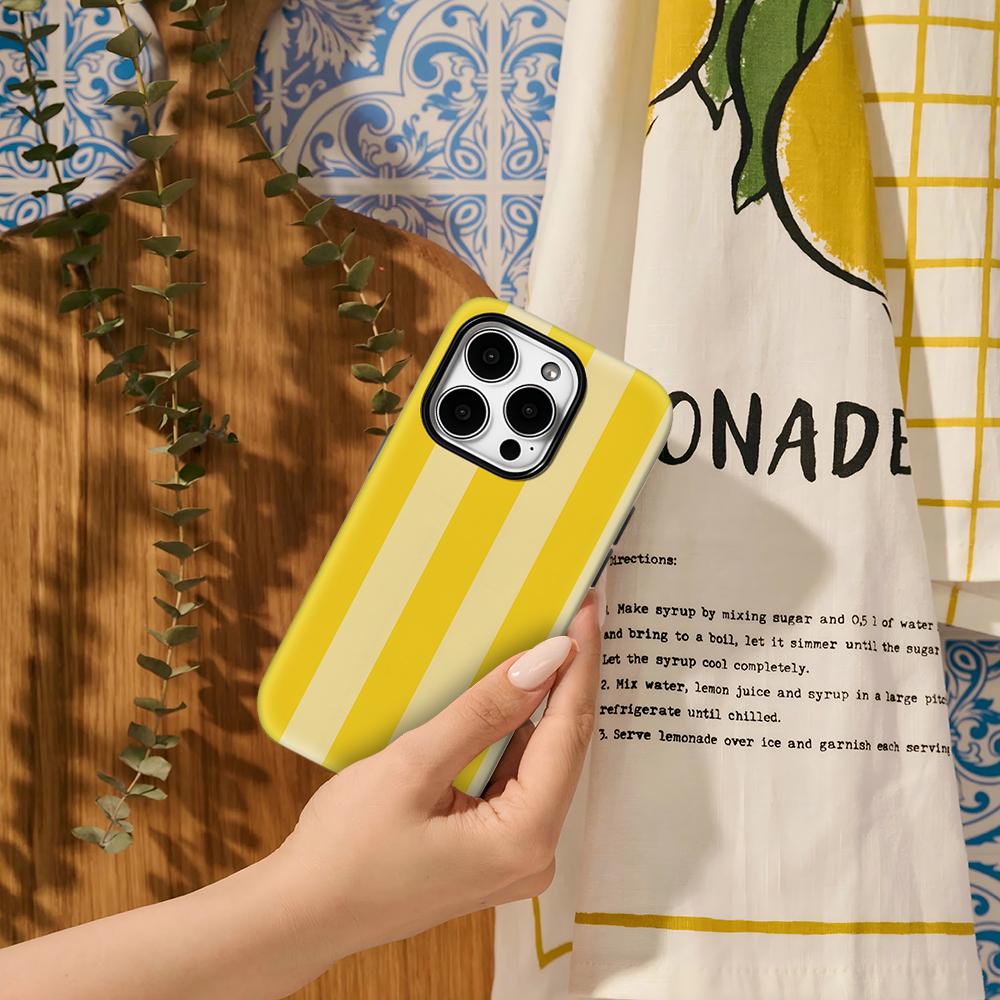 Yellow Pastel Stripes Phone Case for IPhone 17AIR 16E 16 15 14 13 12 11 17 Pro Max Plus Double-layer Back Cover