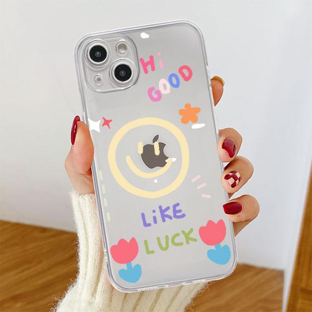 Smiley Gesicht Streifen Klar Fall Für Apple iPhone 14 11 13 12 Pro 7 8 Plus XR X XS Max 6 6S 13Pro Silikon Telefon Abdeckung