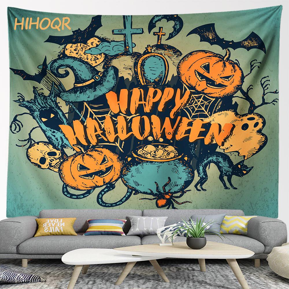 Happy Halloween Pumpkin Tapestry Wall Hanging Boho Room Decoration Large Cloth  Aesthetic Home Party Backdrop